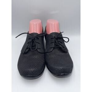 Dansko Shoes Womens 41 Louise Casual Heeled Oxford Black Textured Suede‎ Leather